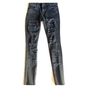 Black Destroyed Denim Skinny Jeans